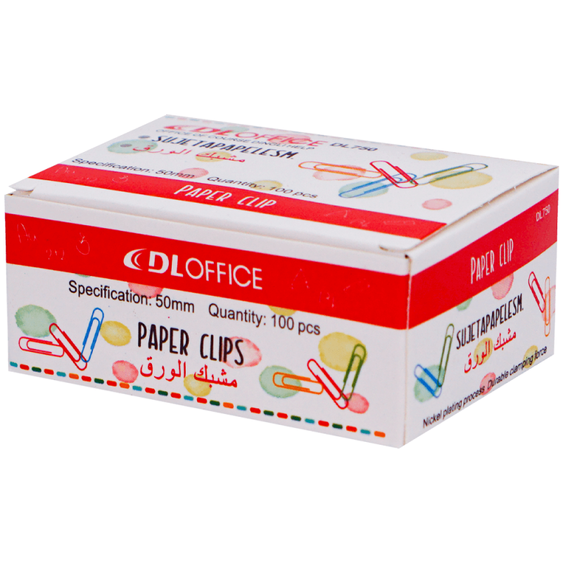 Agrafe de birou, colorate in PVC, 50 mm, DL Office, 100 buc